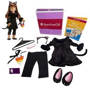 American Girl Kitty Cat Costume Set Headband Treat Bag Book Choker Shoes Box Vtg